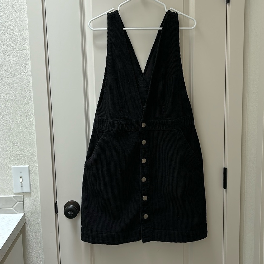 Corduroy overall mini-dress